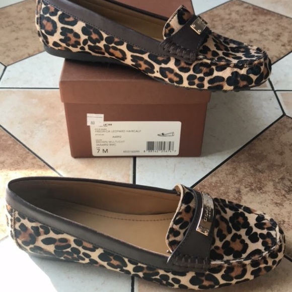 coach leopard loafers